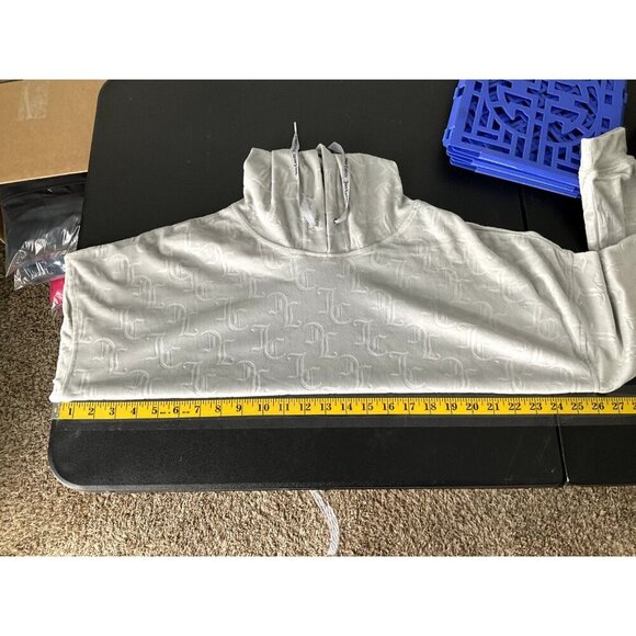 Juicy Couture‎ Hoodie Loungewear Women XL Gray Velour Logo Cropped Pullover - Picture 11 of 13